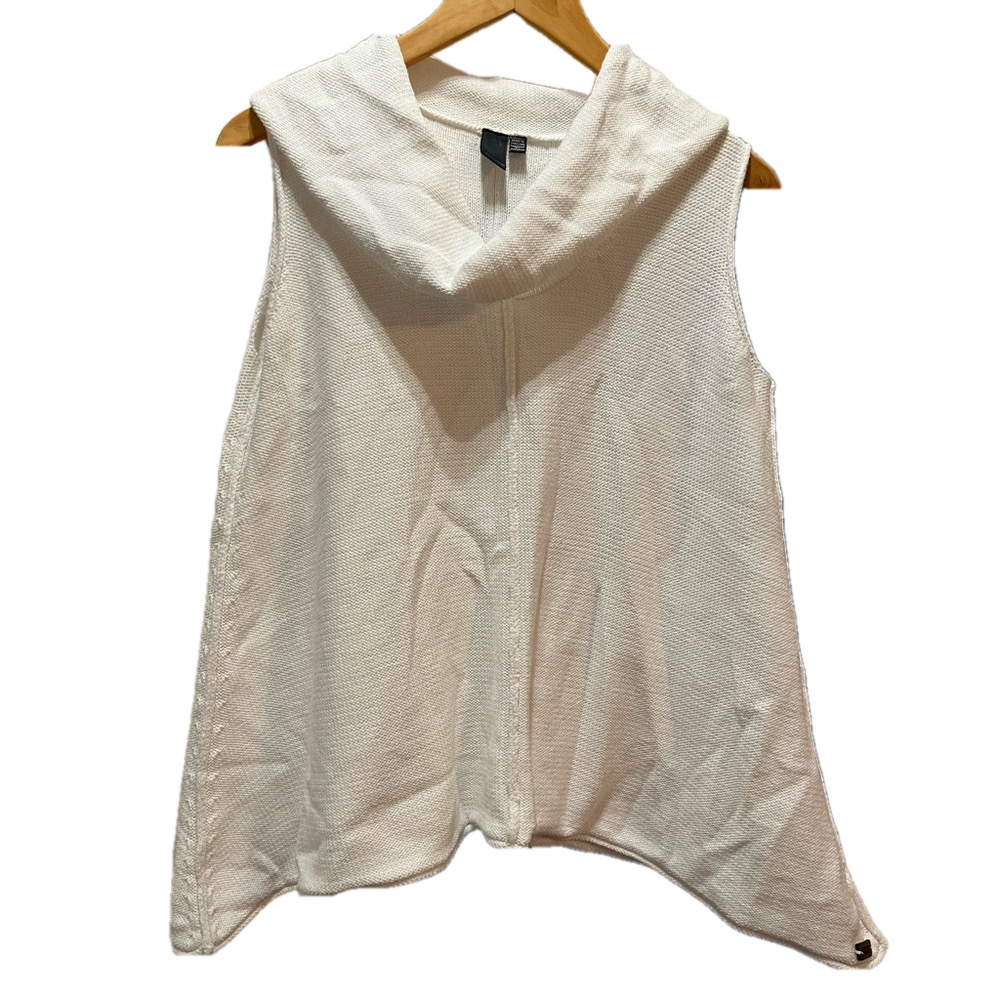 Shannon Passero Sleeveless Cowl Neck Tunic Cotton knit tank top White Size Small